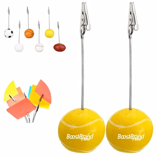 Custom 2-Inch Sports Ball Photo and Note Holder Clips — Team Office Desk Promo Item