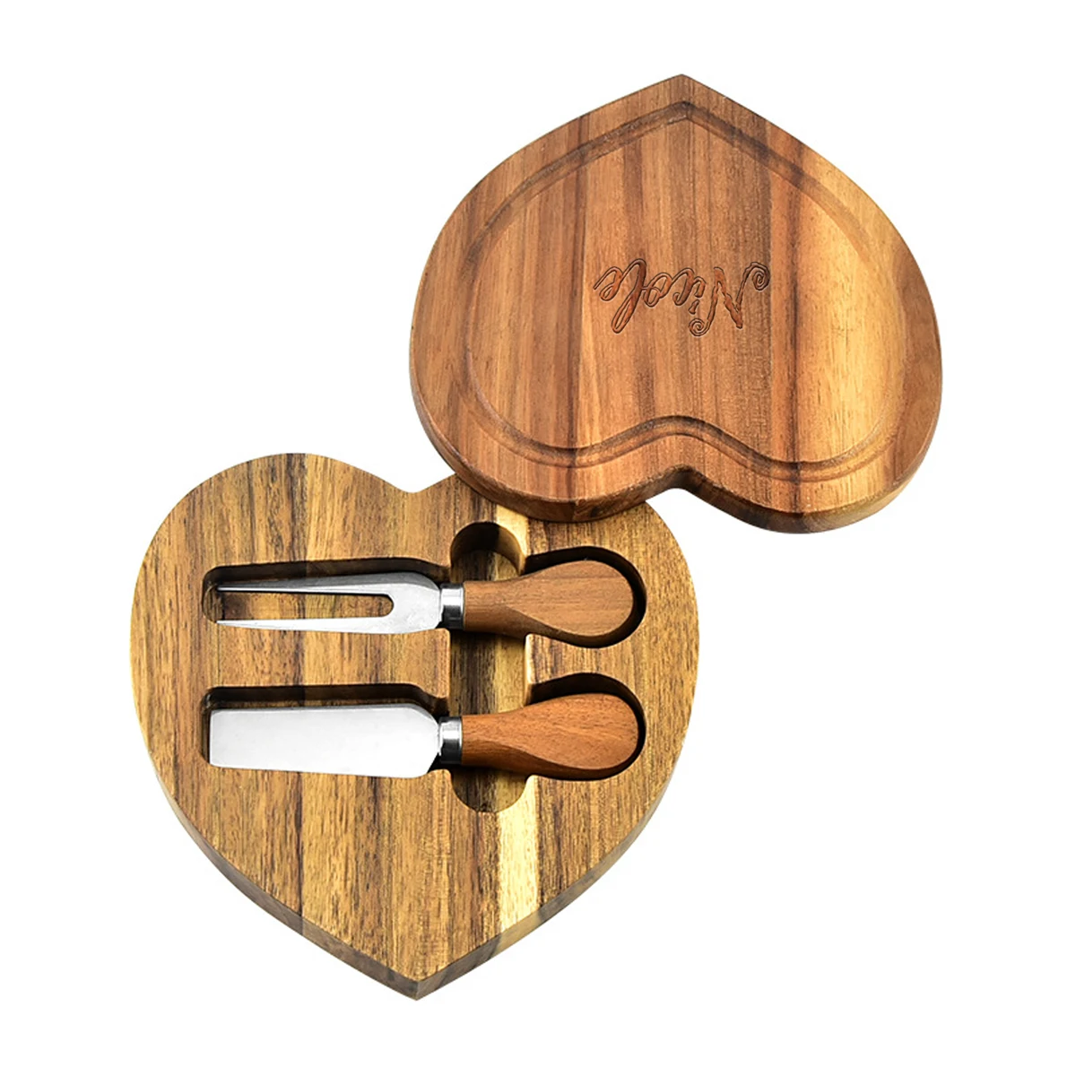 Heart Shaped Cheese Board Set W/ Knife & Fork 1