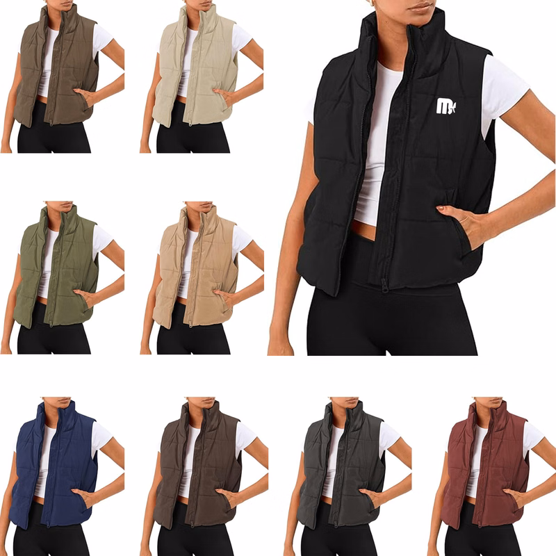 Women Stand-up Collar Puffer Vest