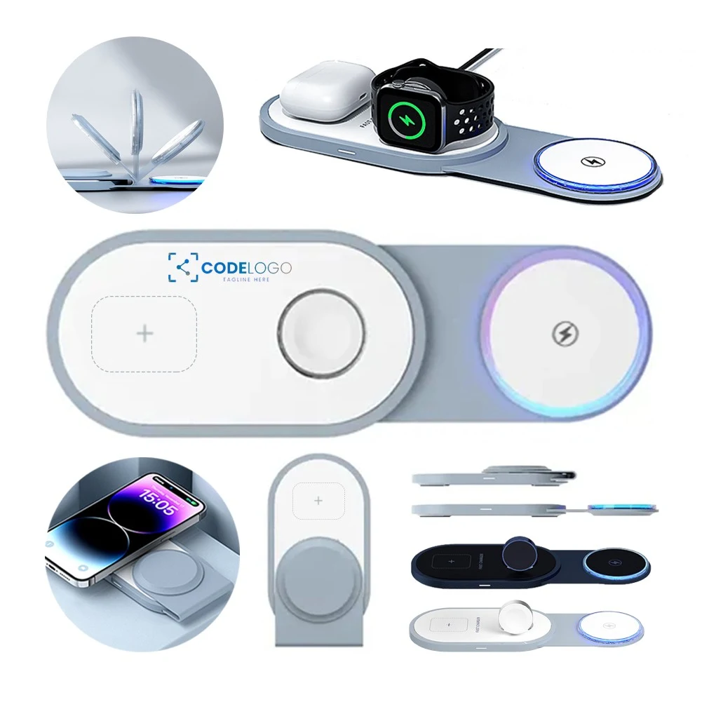 3-in-1 Foldable Magnetic Wireless Charger with LED Light 1