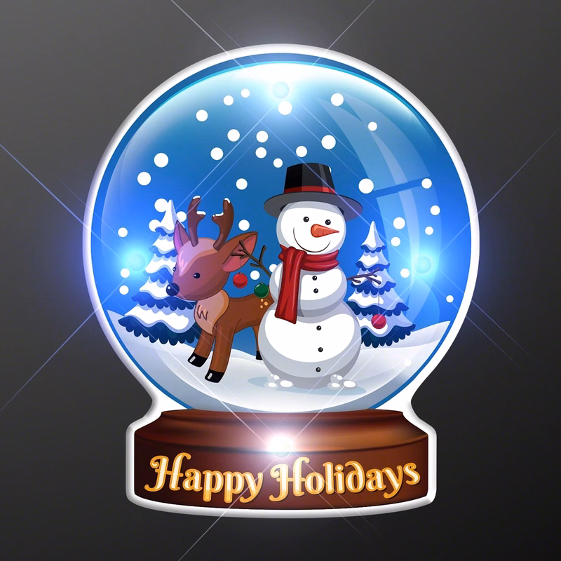 Light Up Snow Globe Holiday Pins