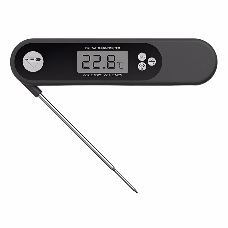 Digital Kitchen Thermometer with Backlight, Foldable Probe, Large Screen, Fast 6-Second BBQ