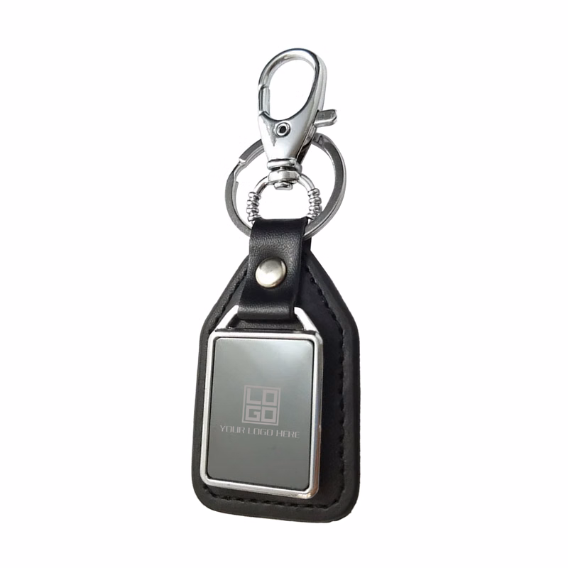 Executive Metal and Faux Leather Keychains