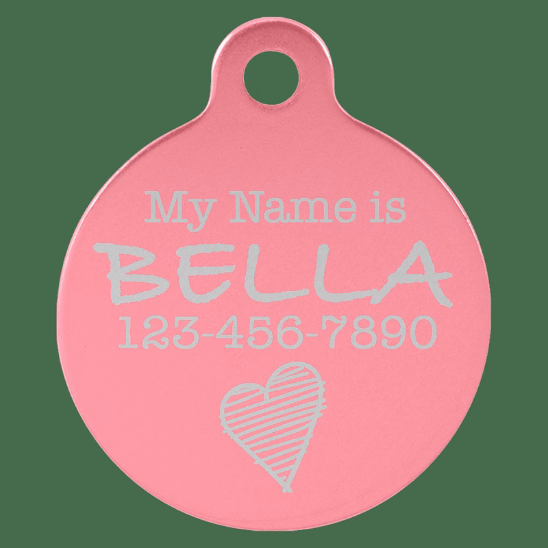 1" Pink Anodized Aluminum Round Pet Tag with Tab