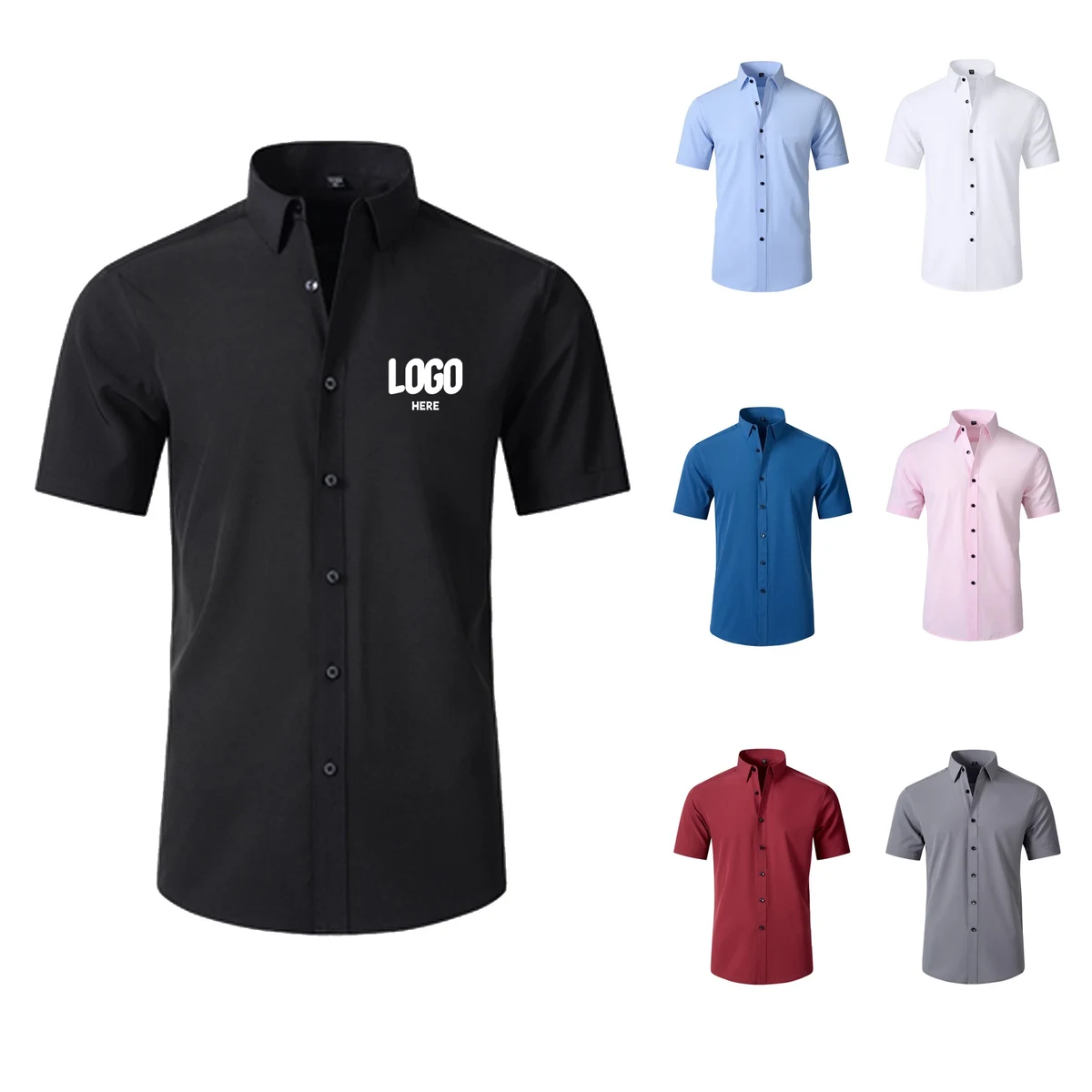 4-Way Stretch Short Sleeve Button Down Shirts 1