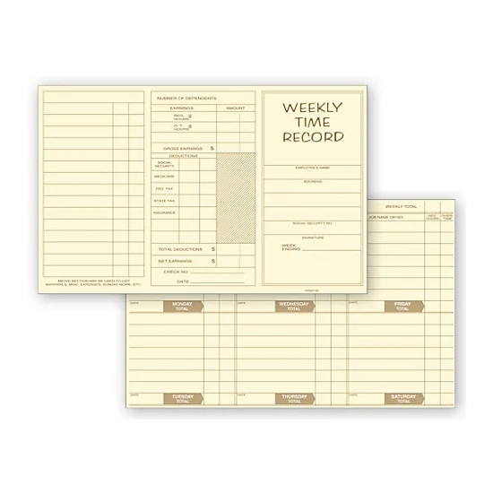 Weekly Time Cards, Pocket Size 1