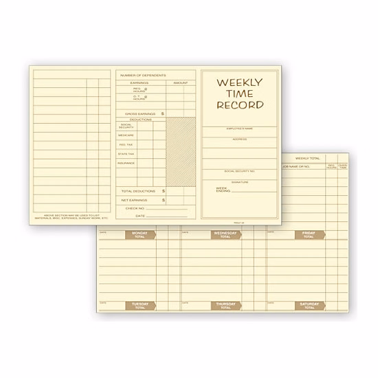 Weekly Time Cards, Pocket Size