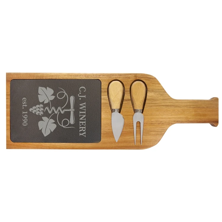 Lilly Acacia Wood & Slate Serving Board with Tools 1