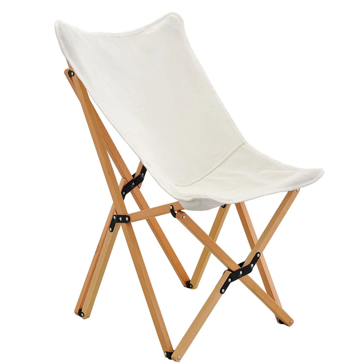 White Cotton Canvas Folding Camping Chairs 1