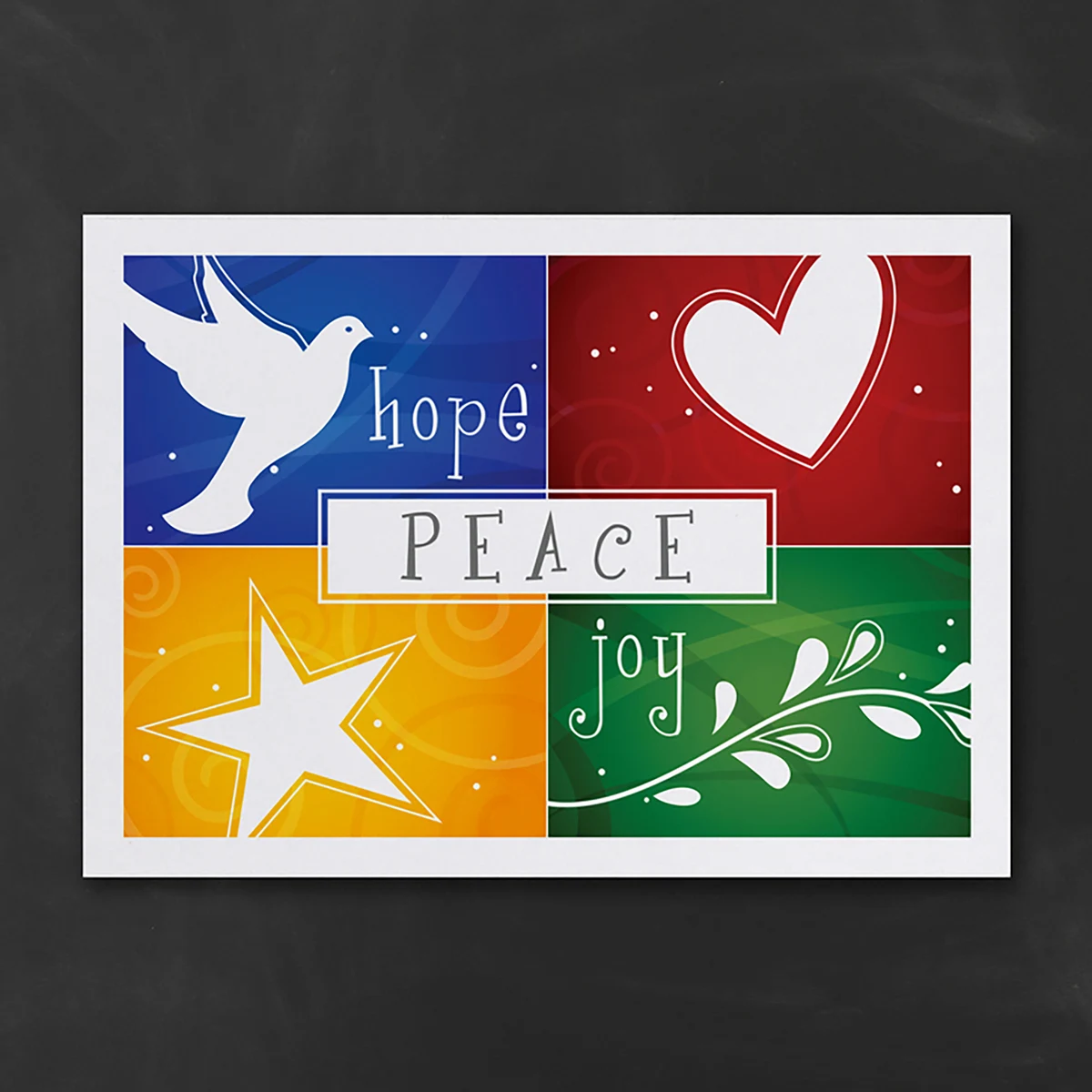 Colorful Hope Peace Joy Economy Holiday Card 1