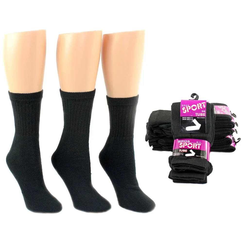 Women's Athletic Tube Socks - Black Size 9-11 1
