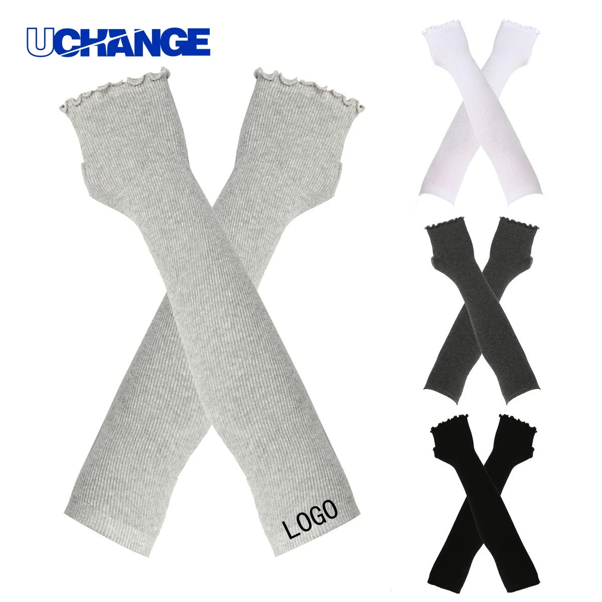 Long Half-Finger Knit Gloves 1
