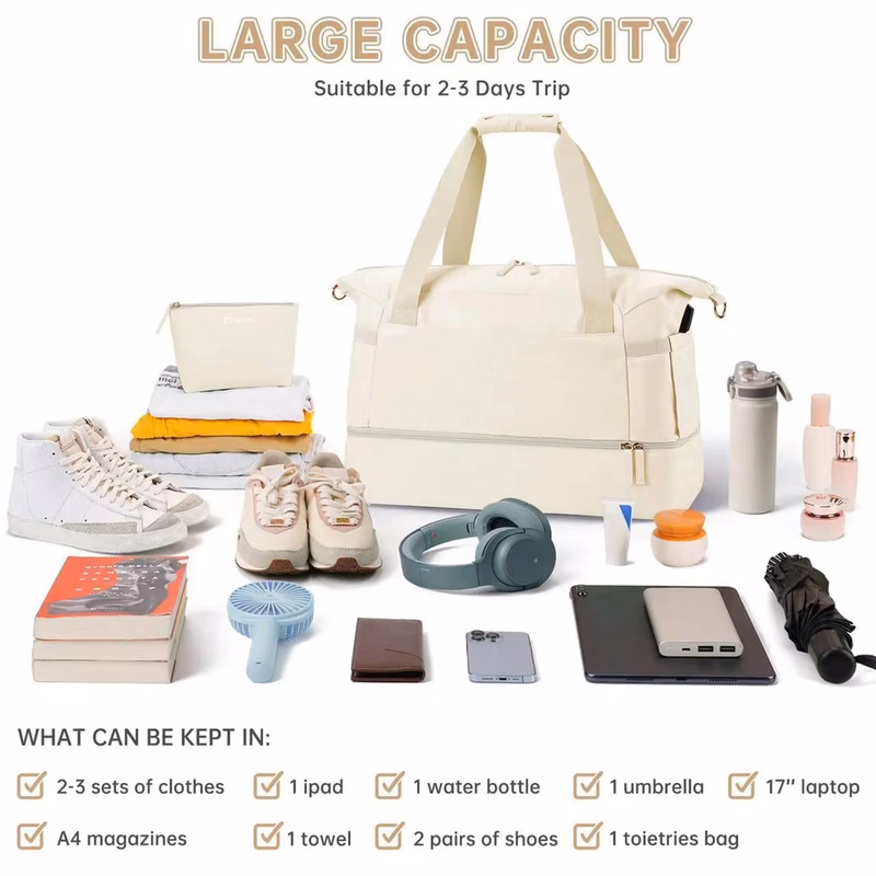 Sports Travel Duffel Bag With USB Charging Port