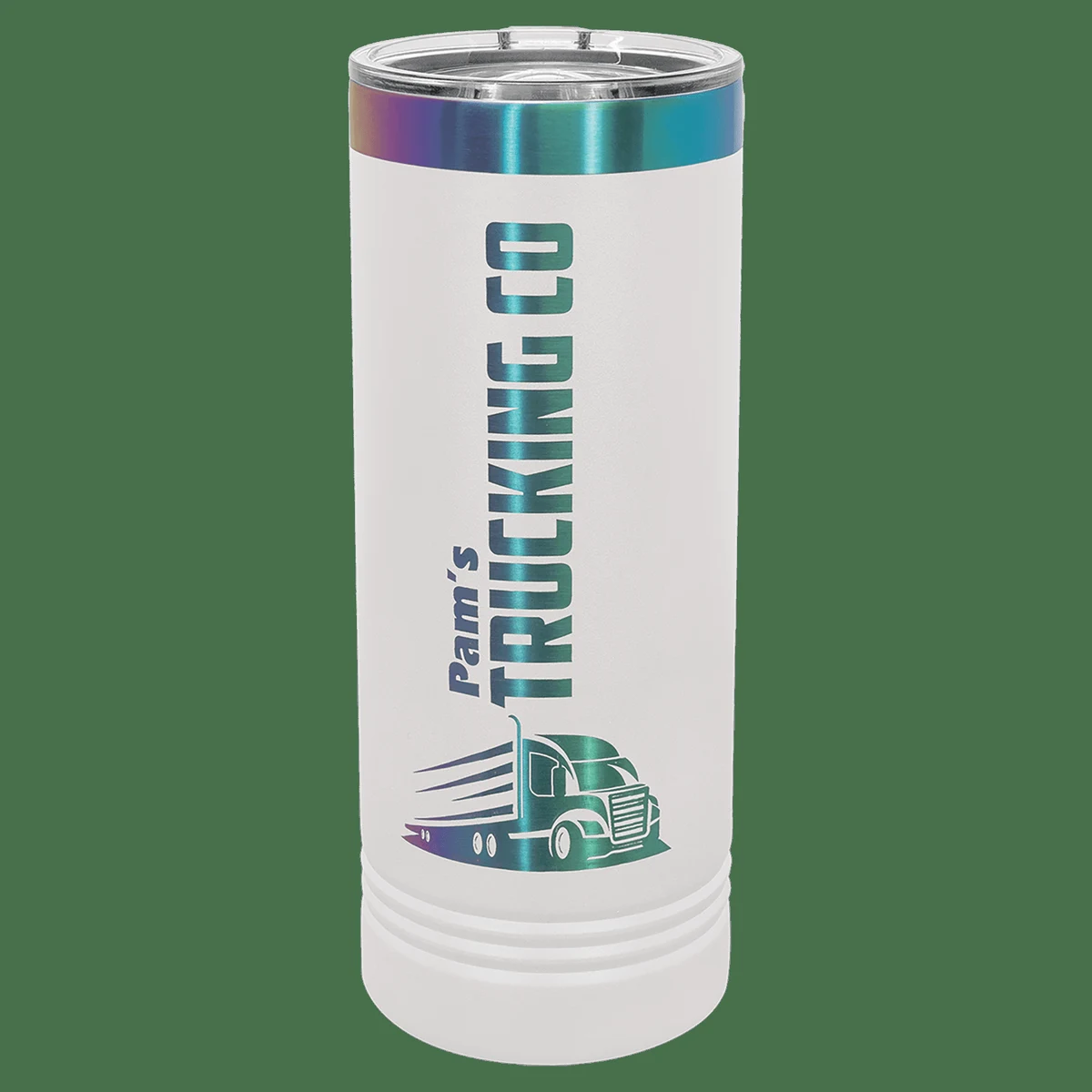 Polar Camel 22 oz. White/Prism ION-Plated Skinny Tumbler with Slider Lid 1