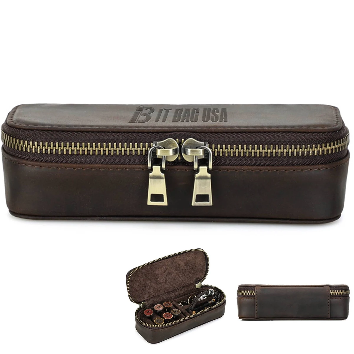 Genuine Leather Jewelry Box Organizer Make-up bag Women 1