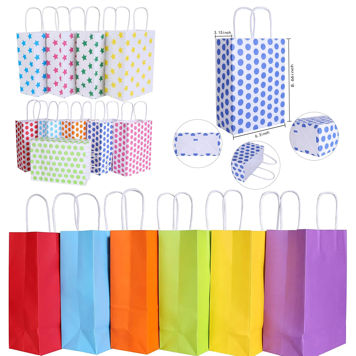 8.07 x 5.9 x 3.14 Inches Kraft Paper Party Favor Bags 1