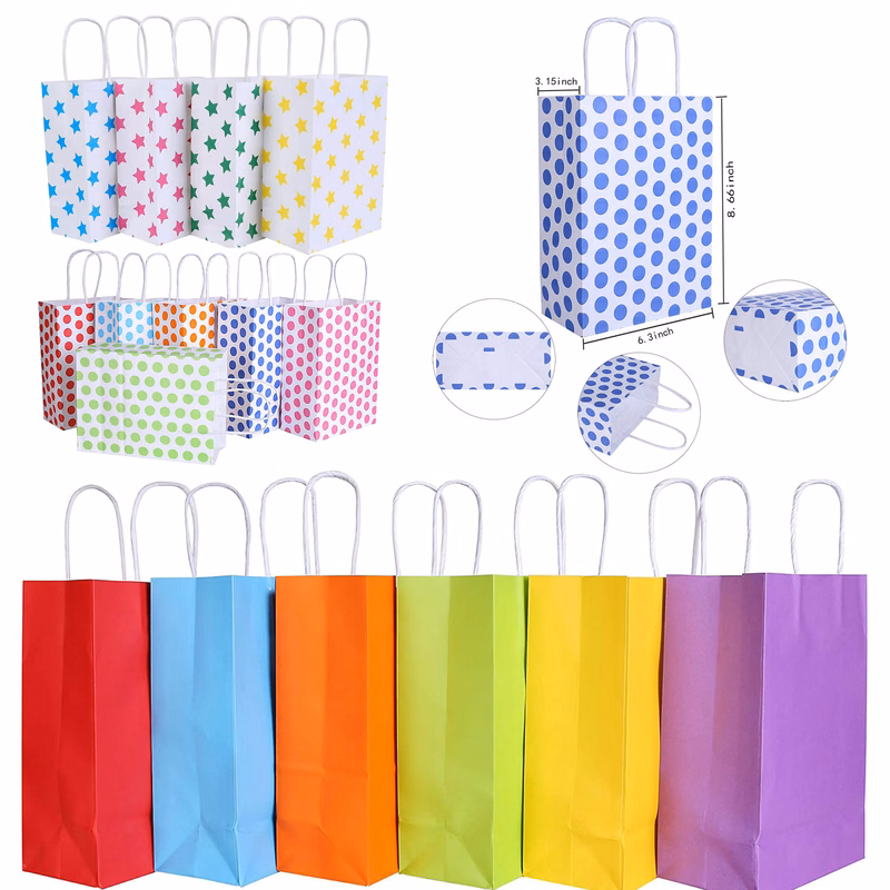 8.07 x 5.9 x 3.14 Inches Kraft Paper Party Favor Bags