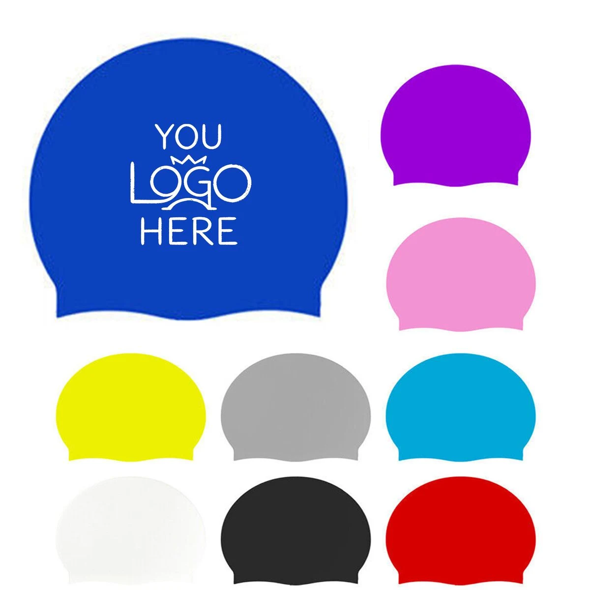 Custom Logo Silicone Swim Cap Flat Style Womens 1