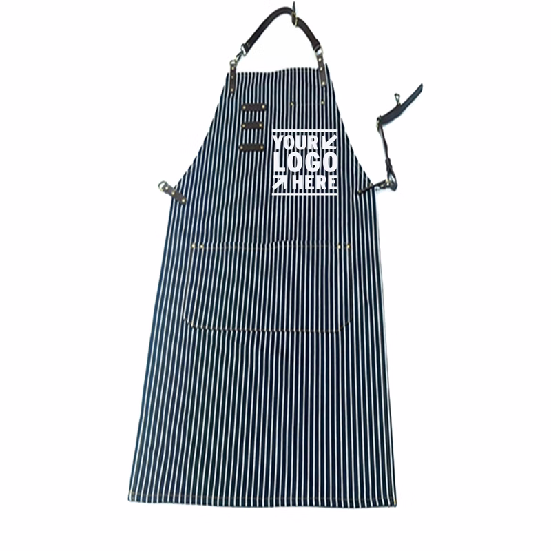 Black and White Pinstriped Bib Apron