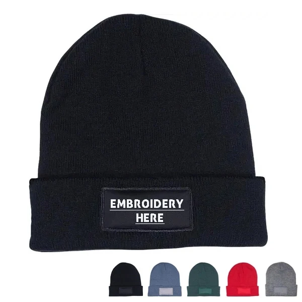 Custom Knit Beanie with Patch 1