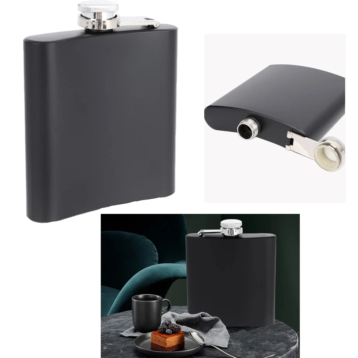 6 oz. Stainless Steel Hip Flasks, custom water bottle with logo imprint 1