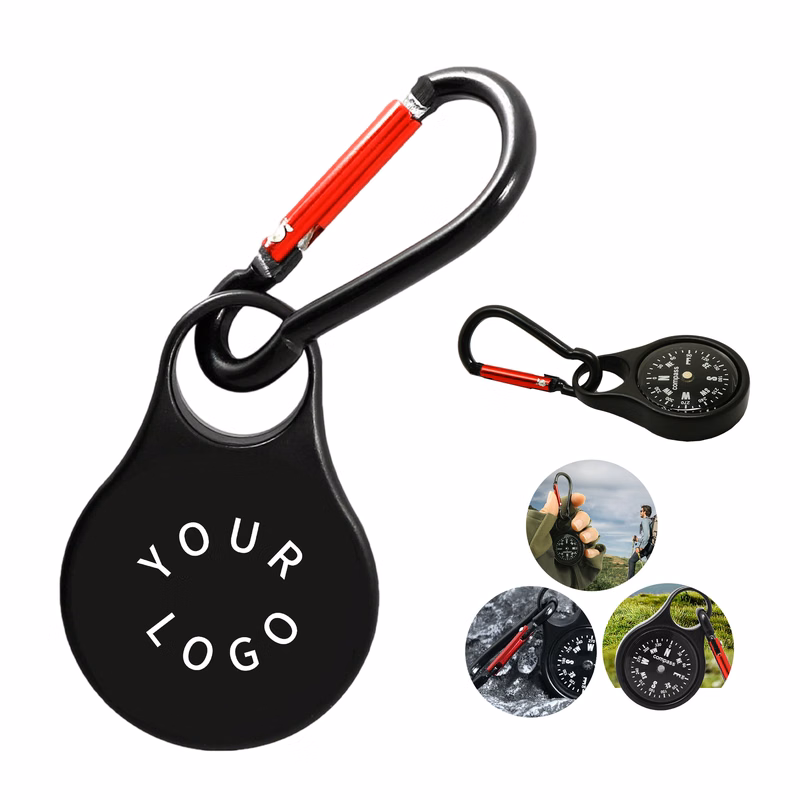 Zinc Alloy Clip Compass With Carabiner 3.62" By 1.46" By 0.47"