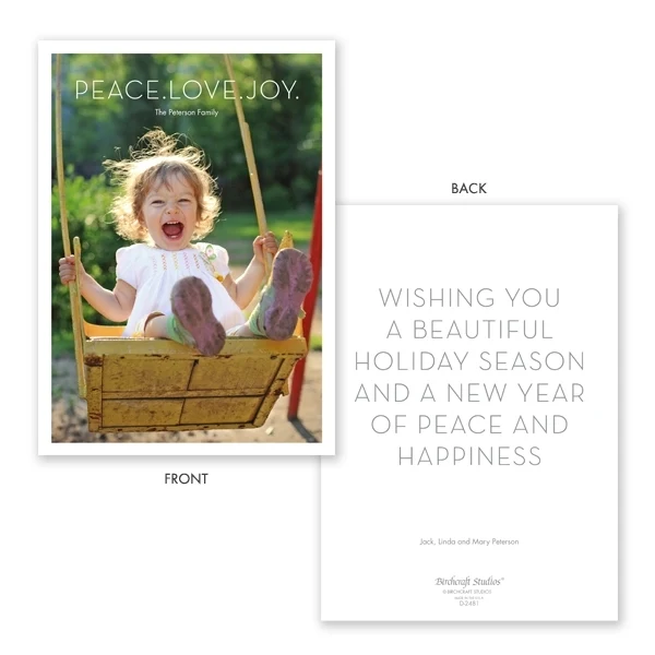 Peace.Love.Joy Holiday Photo Card 1