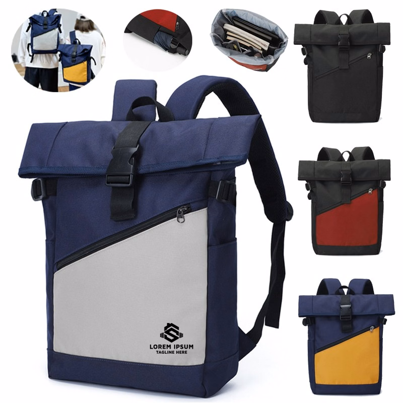Durable Color-block Backpack Insulated Travel Bag