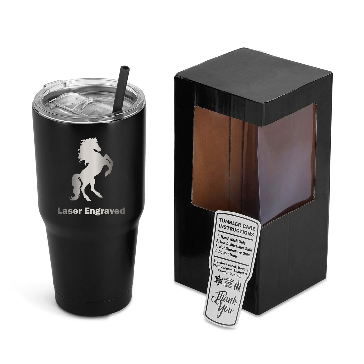 30 Oz. Unbranded Stainless Steel Tumbler w/ Color Matched Window Display Gift Box 1