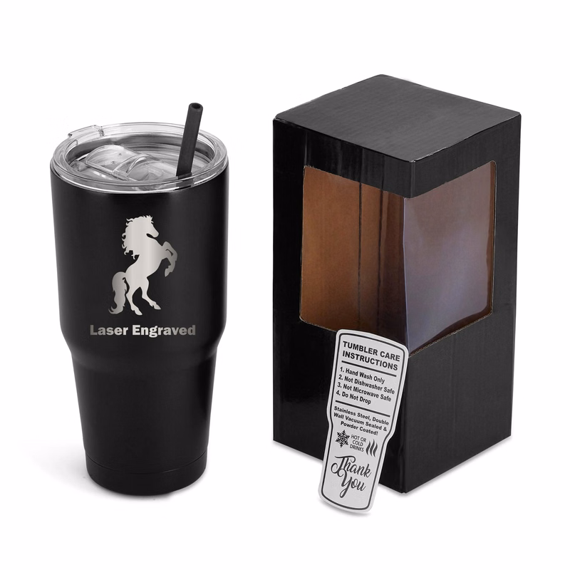 30 Oz. Unbranded Stainless Steel Tumbler w/ Color Matched Window Display Gift Box