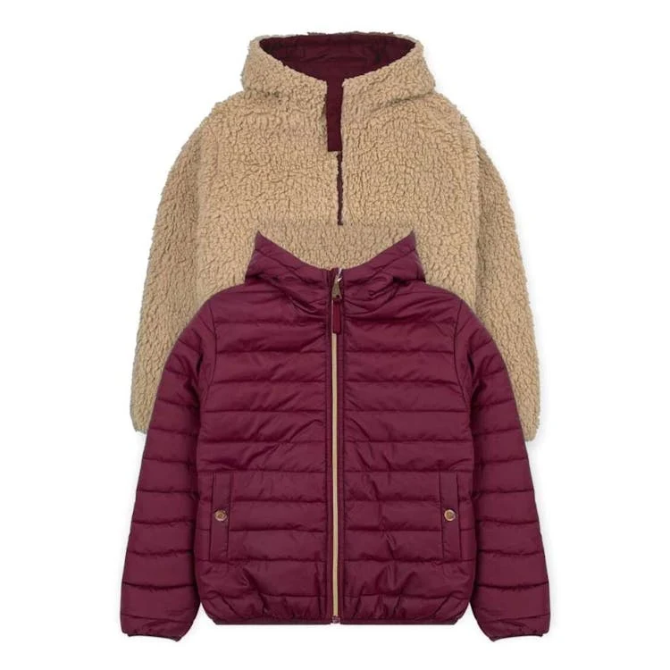 Girls' Sherpa Lined Reversible Jacket Burgundy 4-6X 1