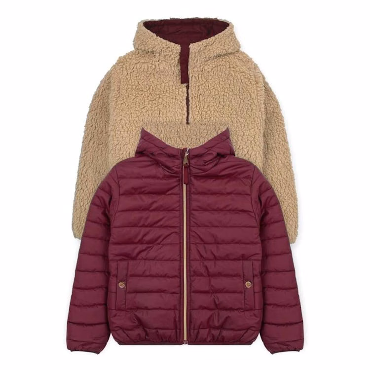 Girls' Sherpa Lined Reversible Jacket Burgundy 4-6X