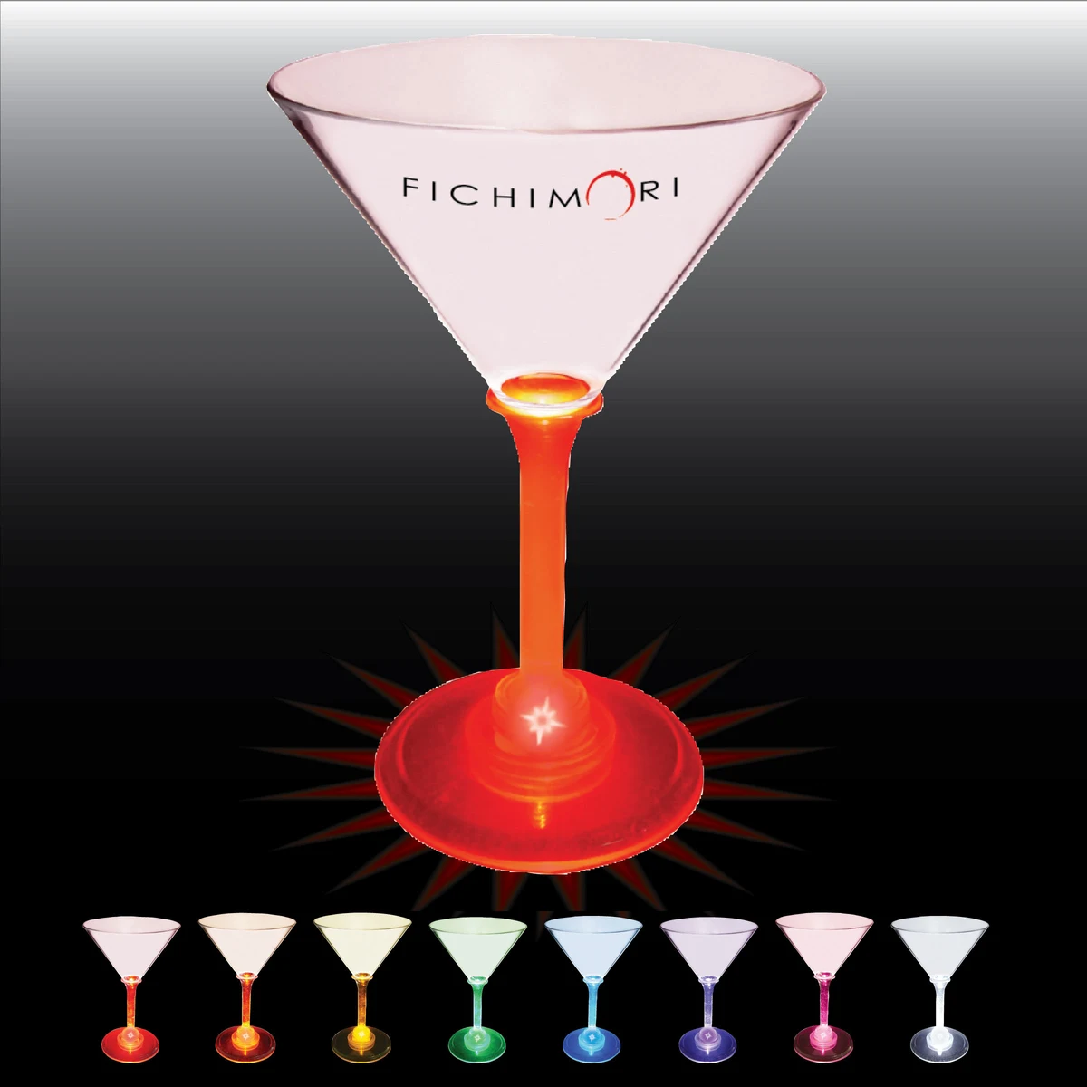 7oz Light Up Standard Stem Plastic Martini Glass 1