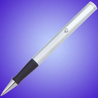SATIN NICKEL FINISH BALL PEN W/ BLACK RUBBER GRIP 1