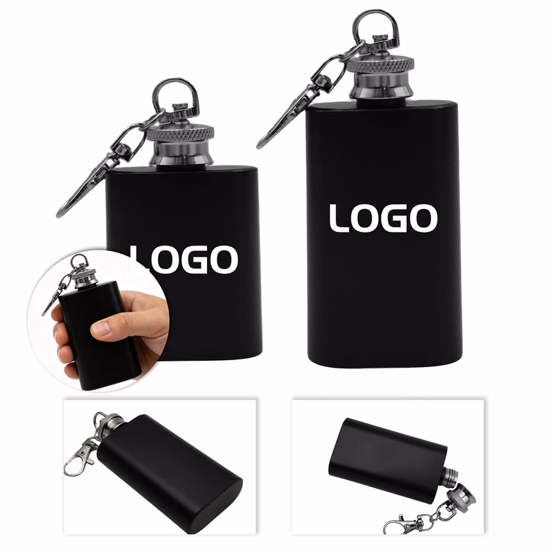 1-2 oz Mini Stainless Steel Hip Flask Keychain