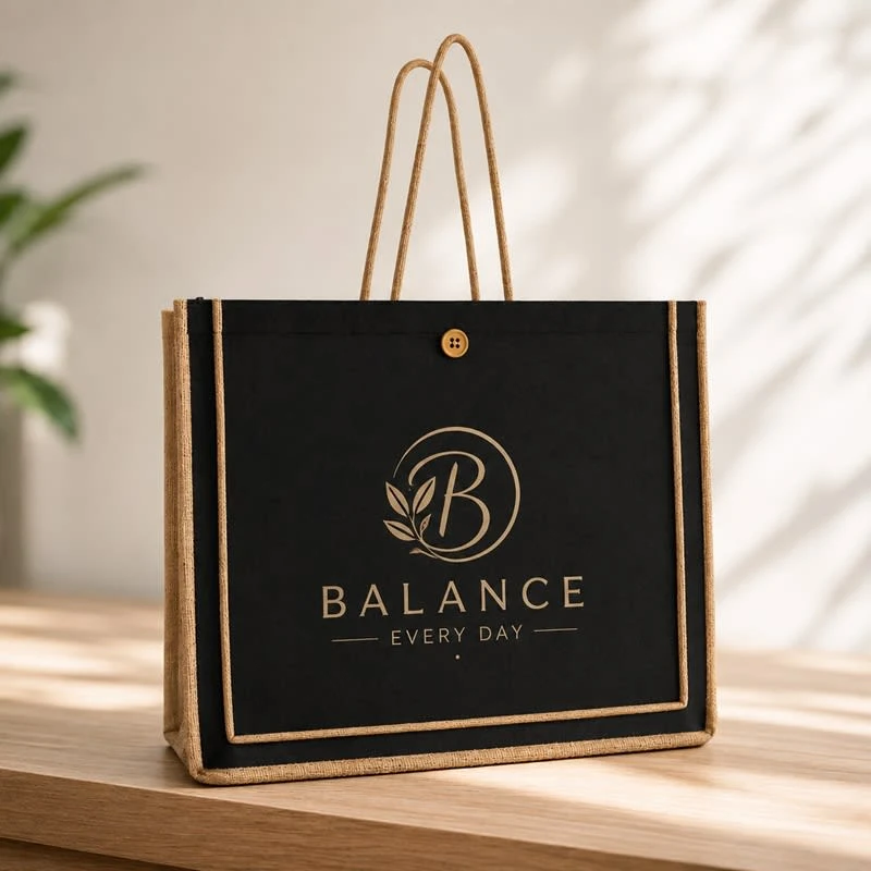 Paradise Jute Tote Bag, custom tote bag with logo imprint 1