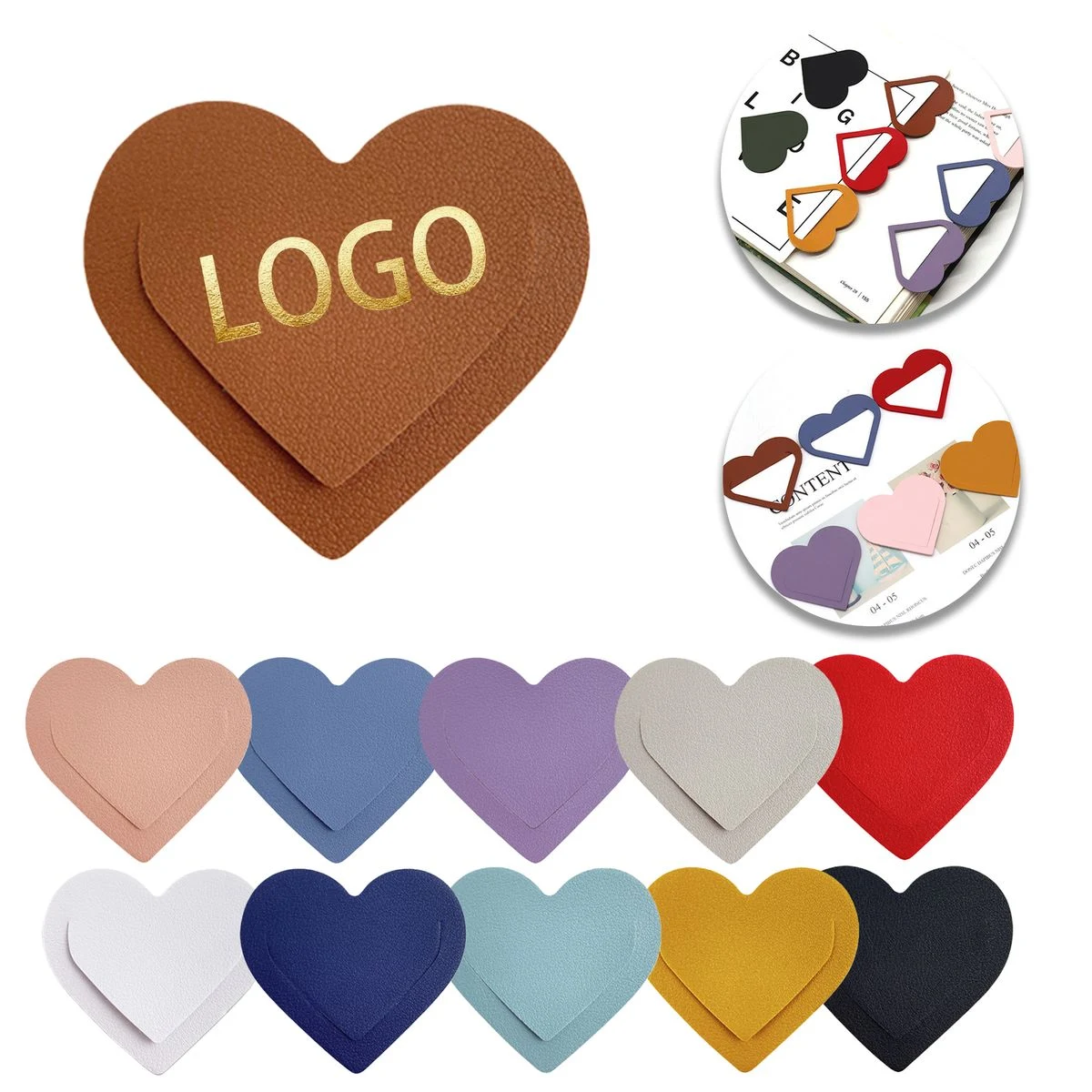 Heart-Shaped Leather Bookmark 1