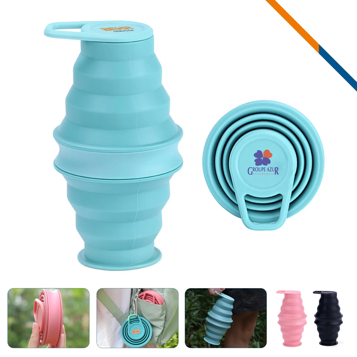 FoldiCup Collapsible Silicone Water Bottle - 17 OZ. 1