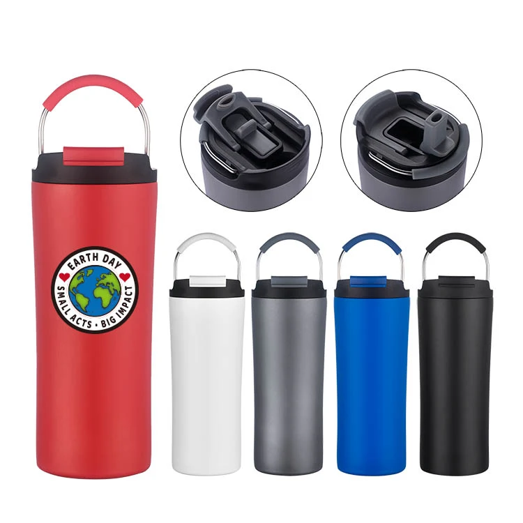 21oz. Dual Lid Vacuum Insulated Tumbler with Handle 1