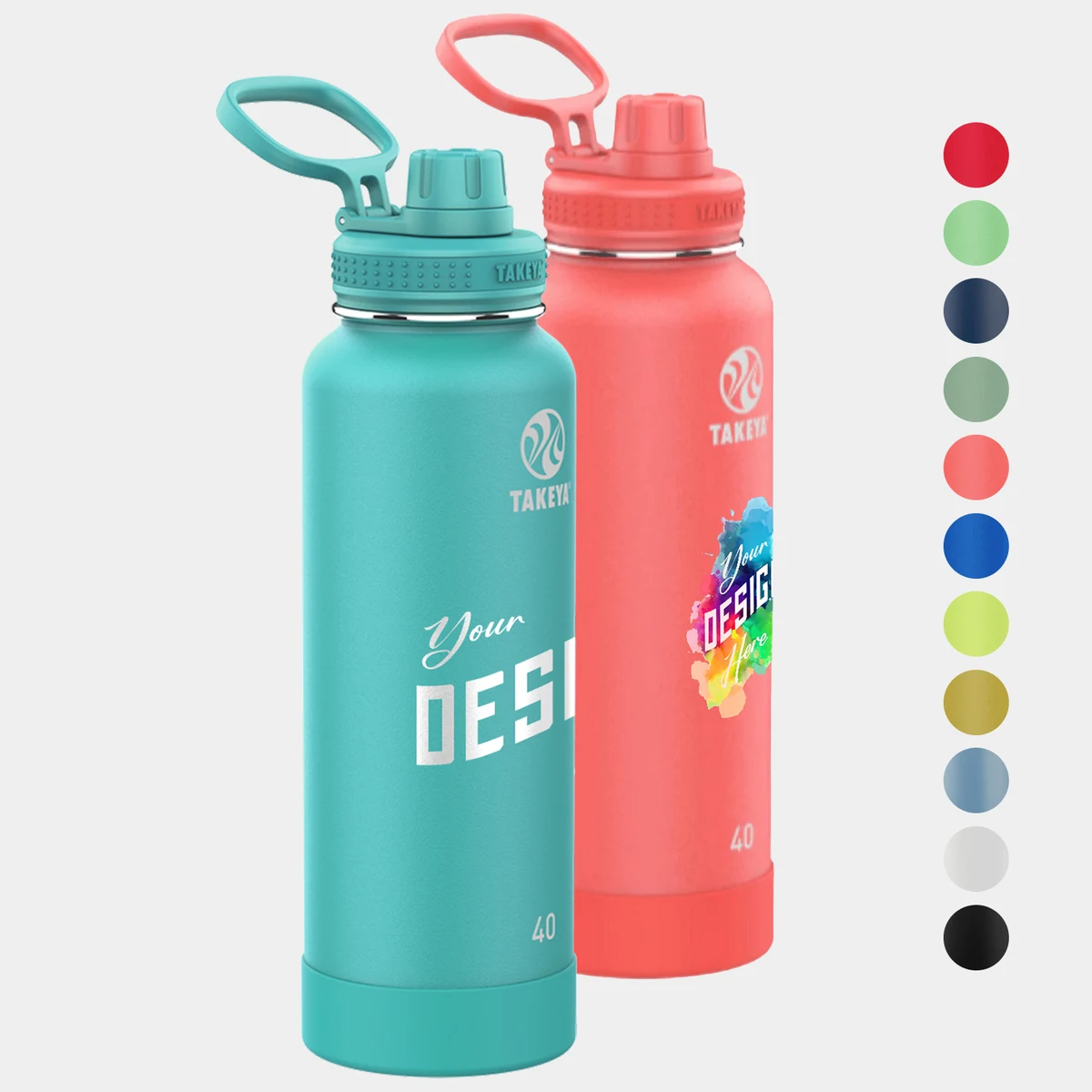 40 oz Takeya® Stainless Steel Insulated Active Water Bottle w/ Spout Lid 1