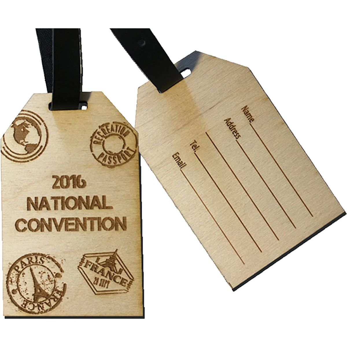 Wood Luggage Tags: 4" W x 4" H 1