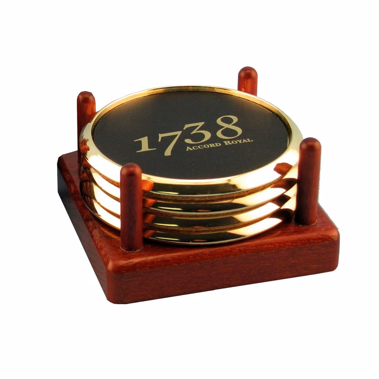 Metal & Leather 4 Coaster Set