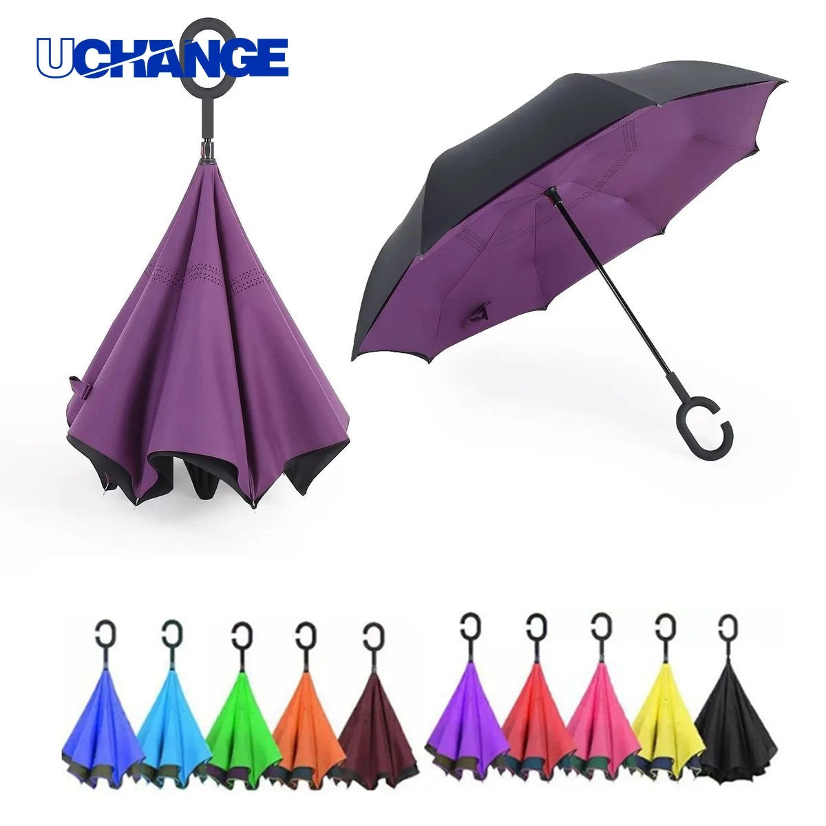 Car Reversible Double-Tier Straight Umbrella Rain Protection 1