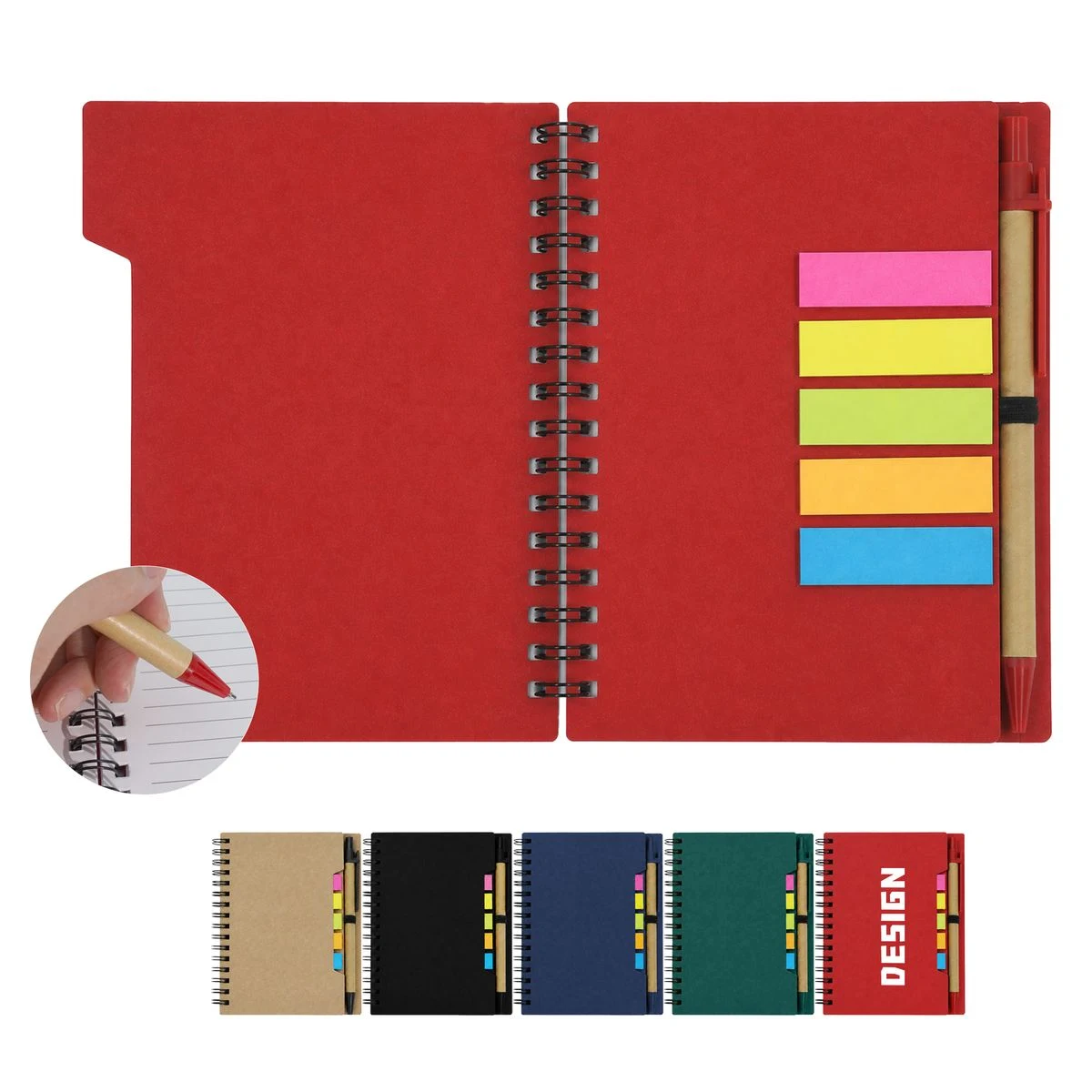 Kraft Spiral Notebook With Sticky Note And Pen 1