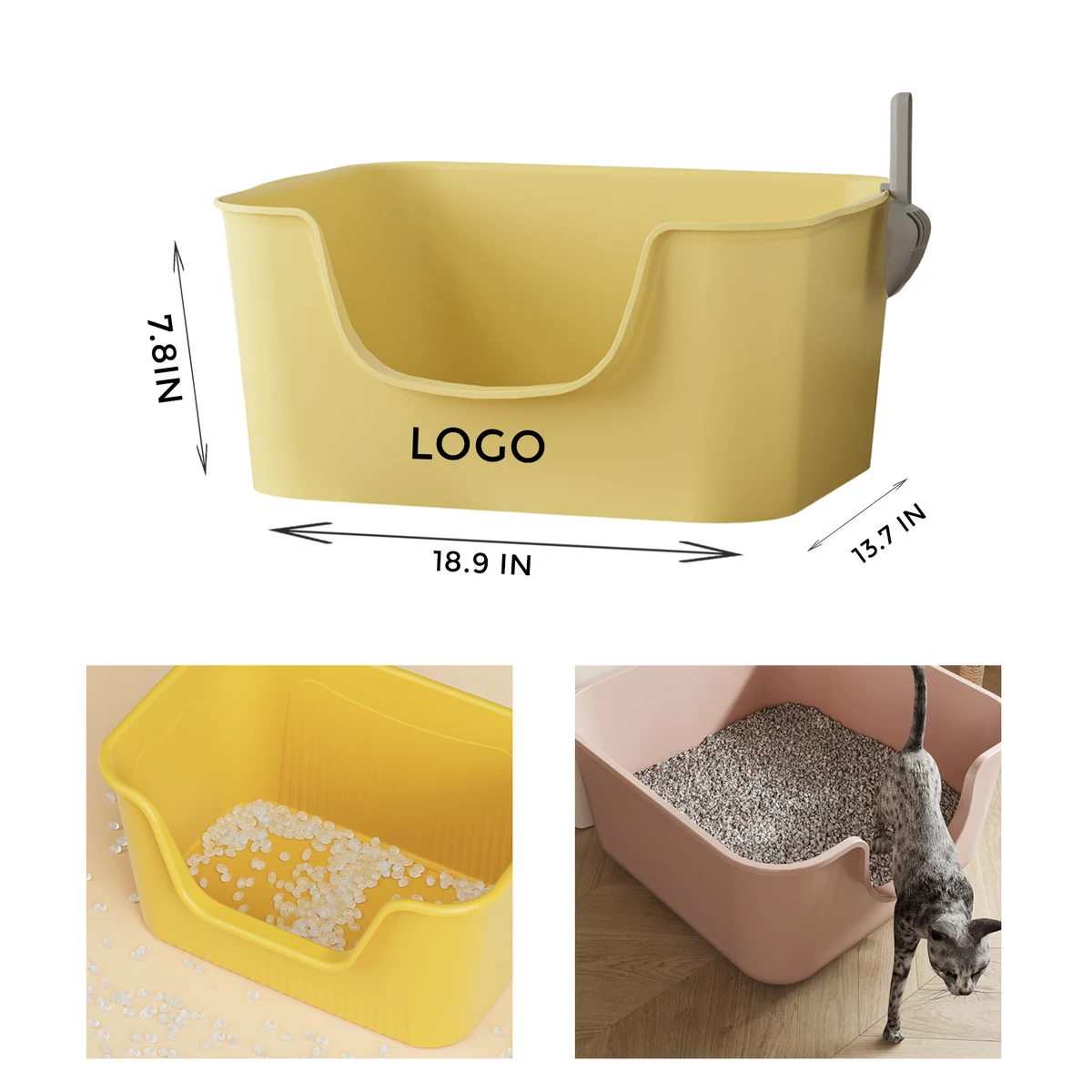 MOQ 10 PCS Convenient Plastic Open Cat Litter Box 1