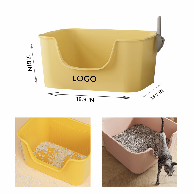 MOQ 10 PCS Convenient Plastic Open Cat Litter Box