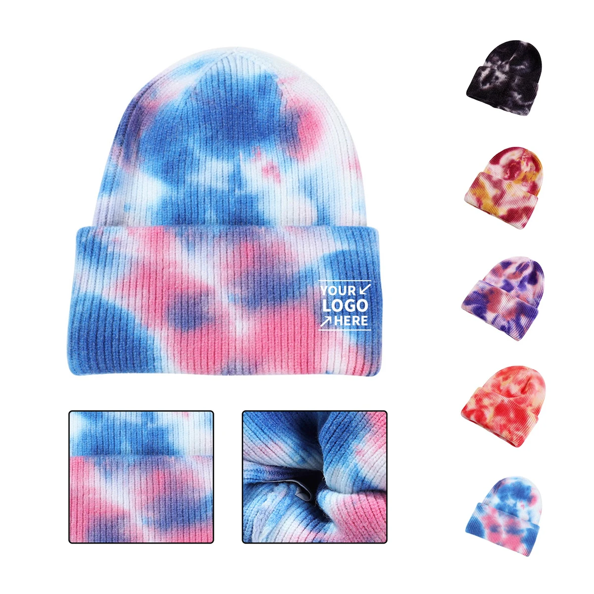 Tie-dye Printed Knitted Beanie Hat 1