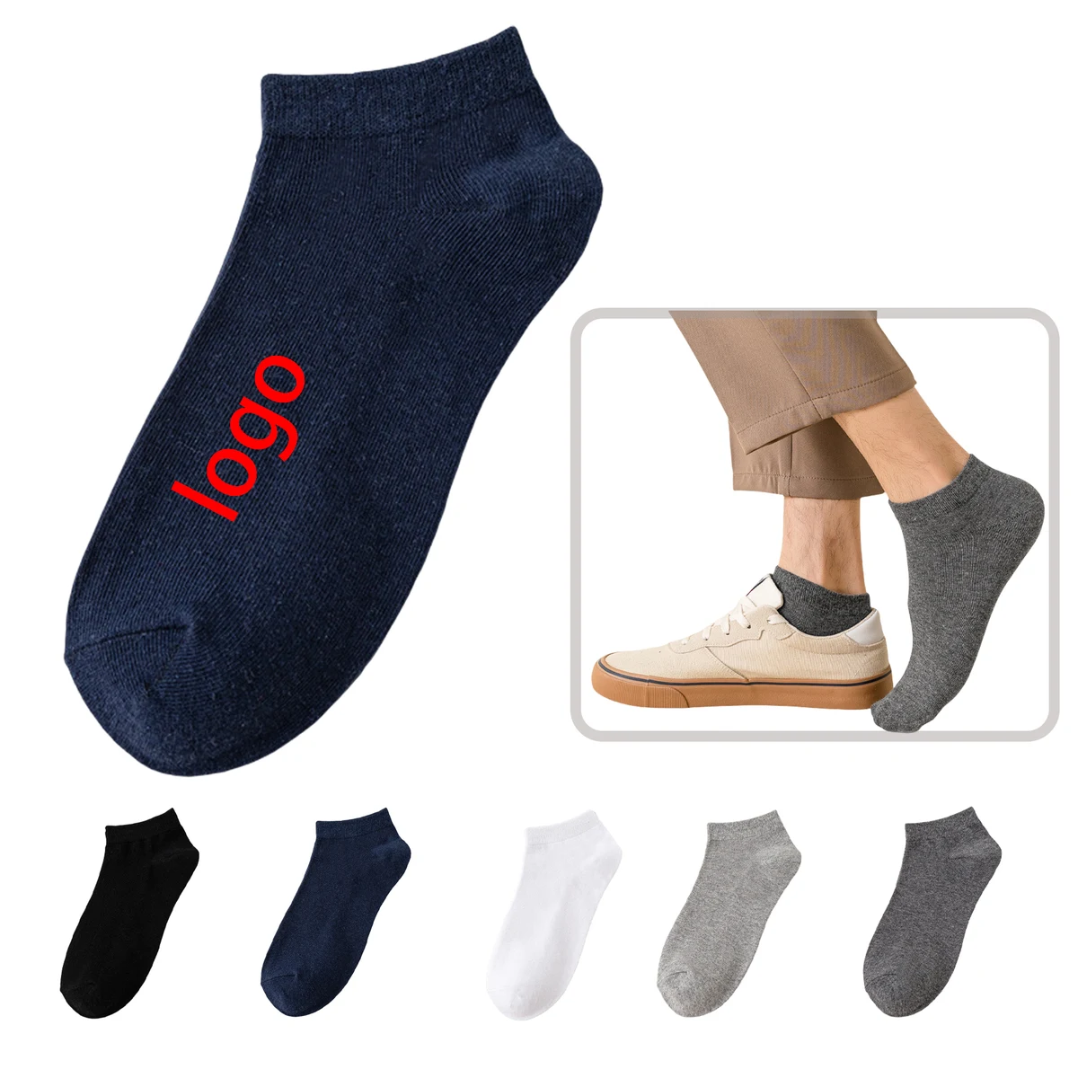 Custom Logo Men's Cotton No Show Socks - Soft, Breathable & Premium Quality 1