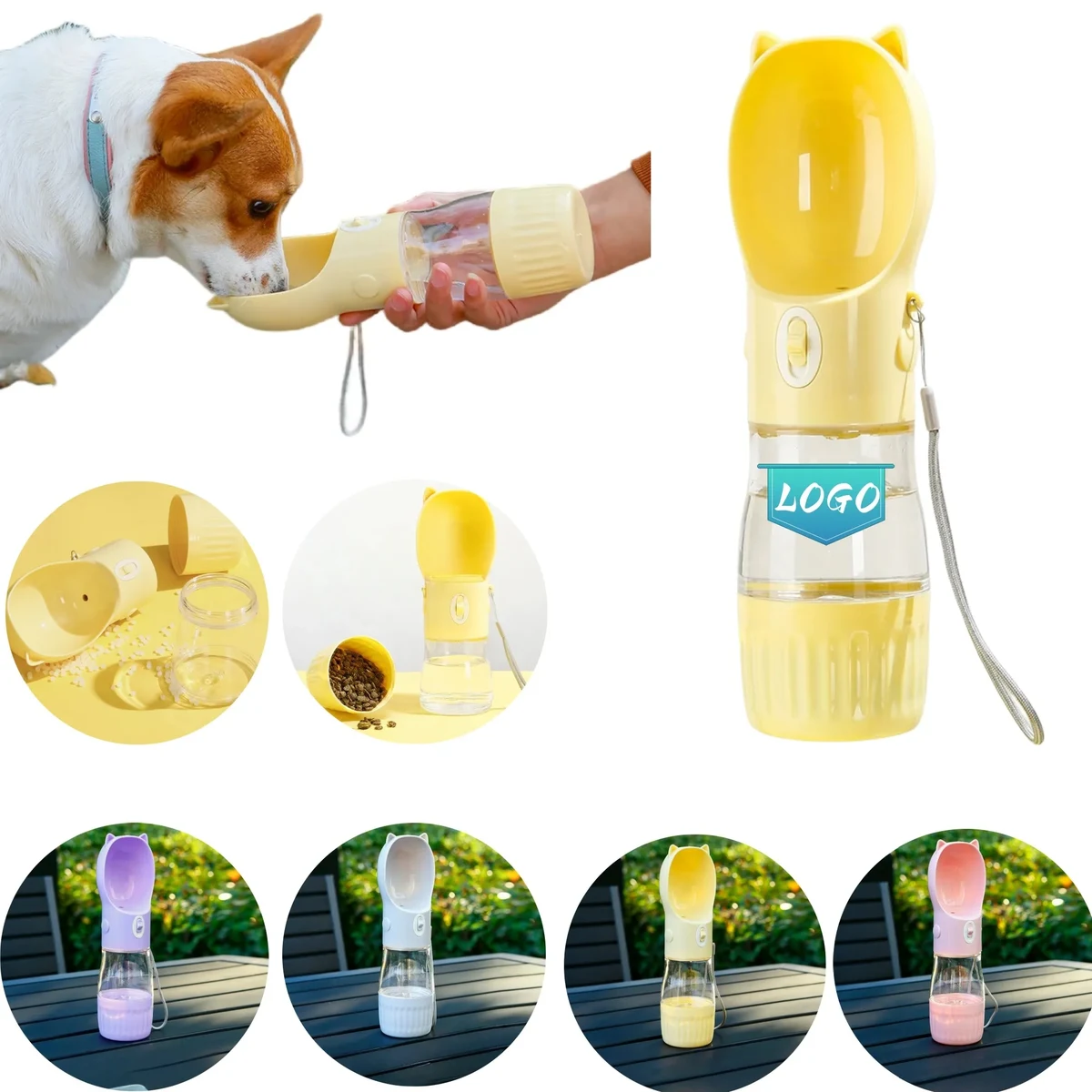 2 in 1 Pet Water And Food Bottle With Lanyard 1