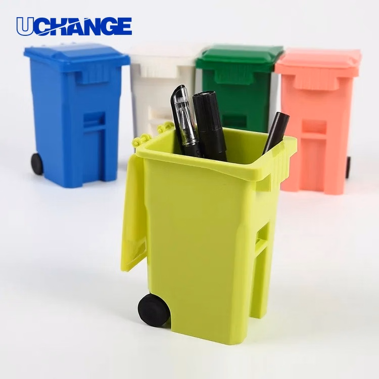 Trash Bin Style Pen Holder Desktop Organizer for Office Desks
